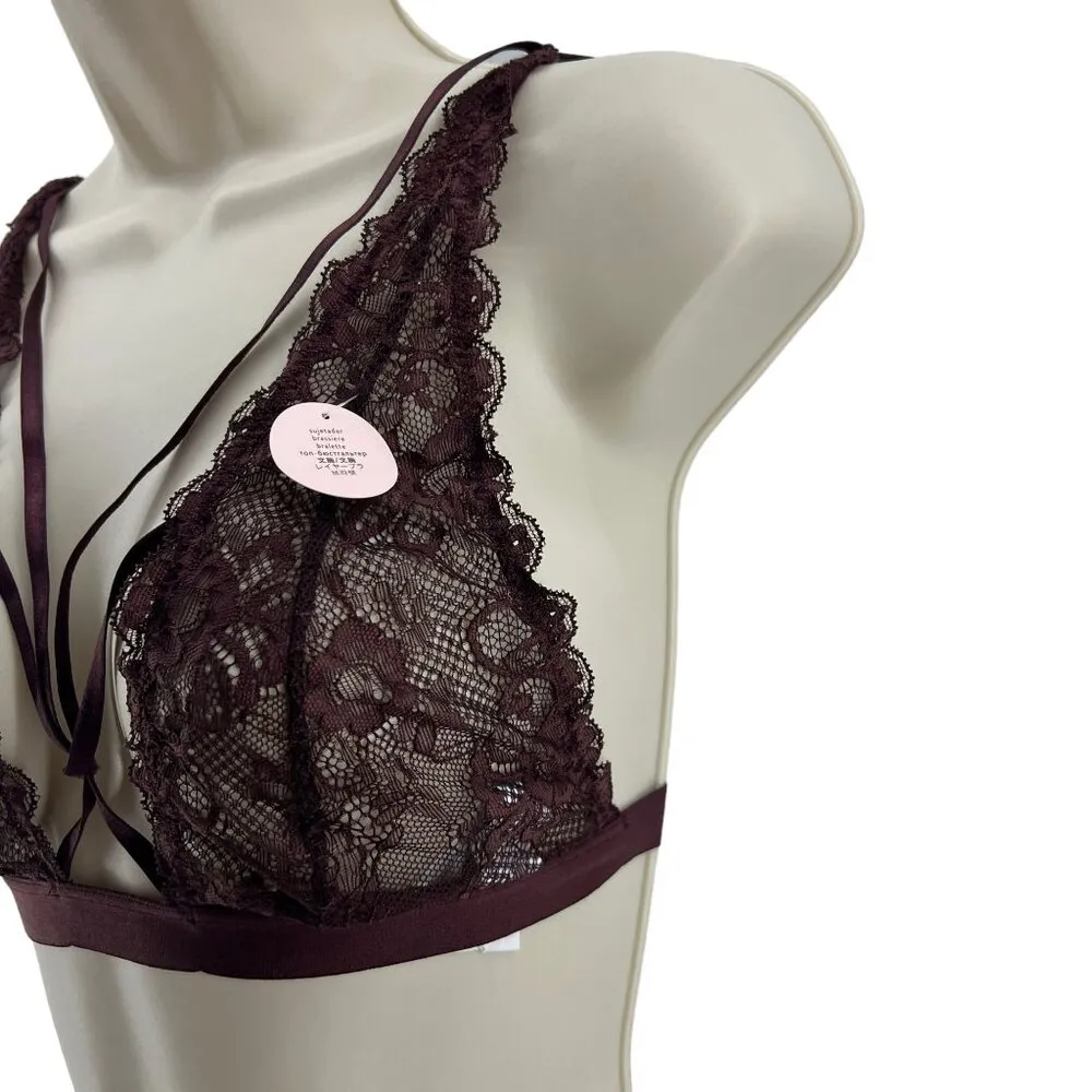 Forever 21 Deep Chocolate Lace Bralette Strappy Small - Image 2
