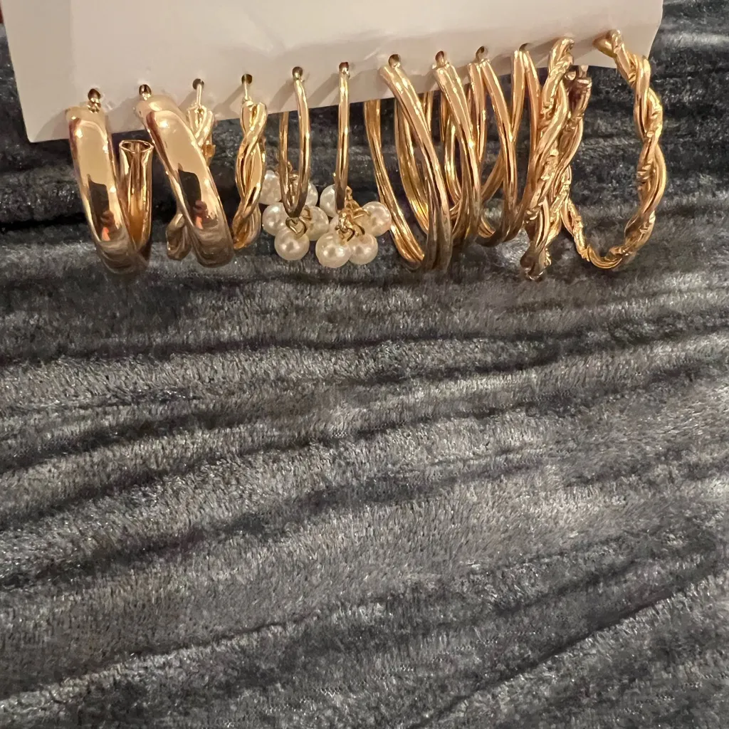 Gold Hoop and Pearl Earring Set - Image 2