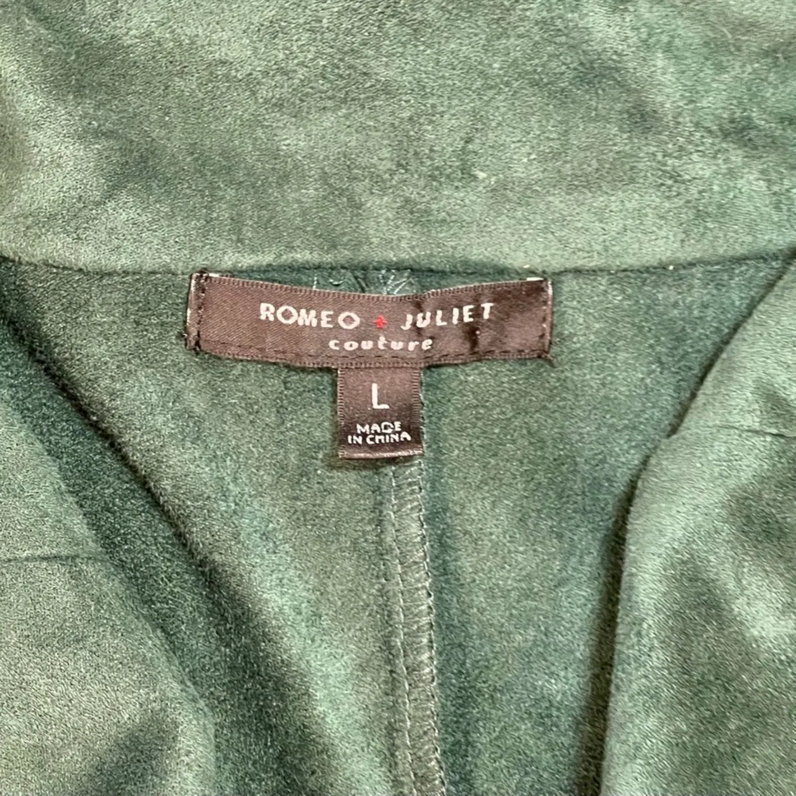 Romeo & Juliet Couture | Green Faux Suede Waterfall Front Jacket | Large - Image 4