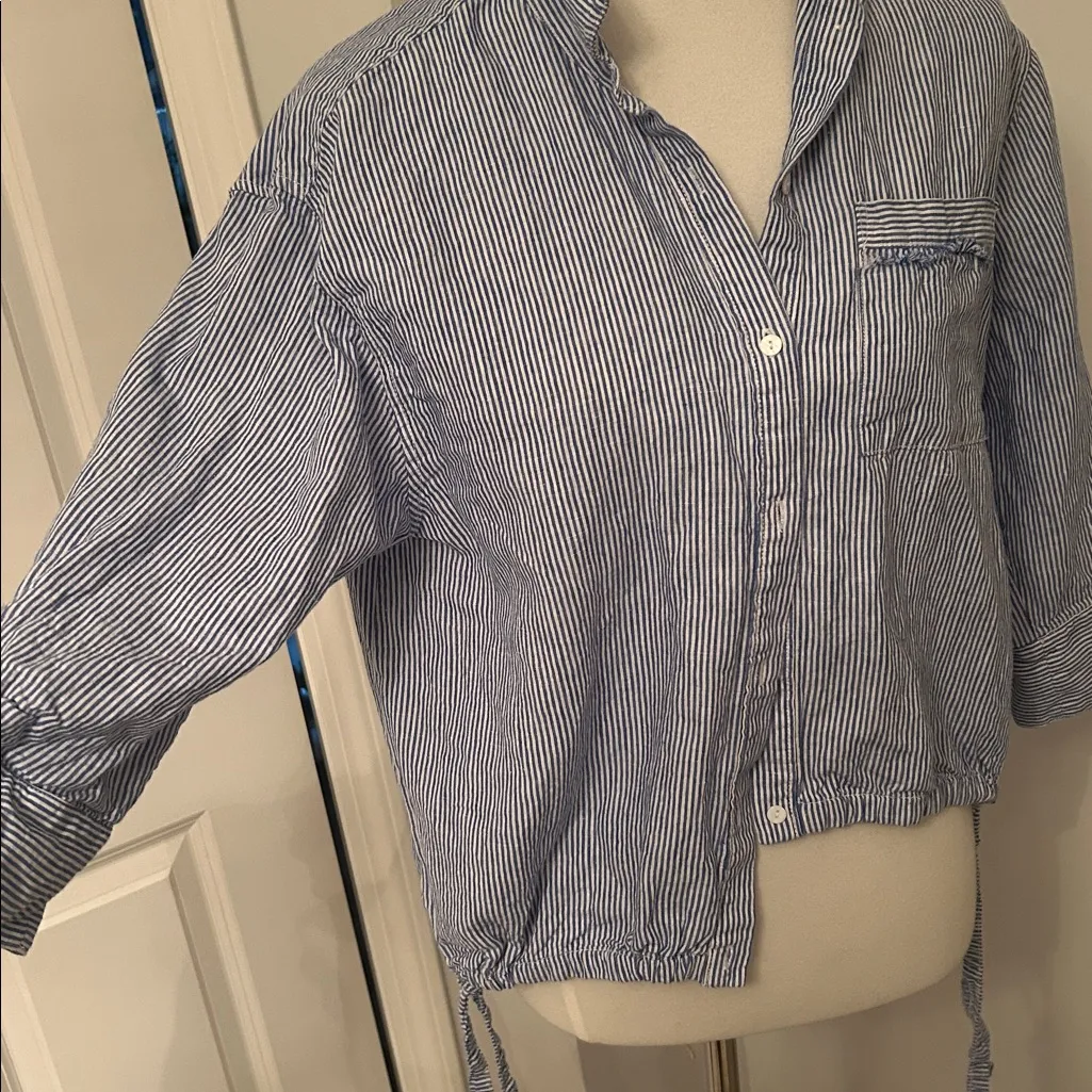 Melissa Nepton Blue and White Striped Button Up Shirt - Image 4