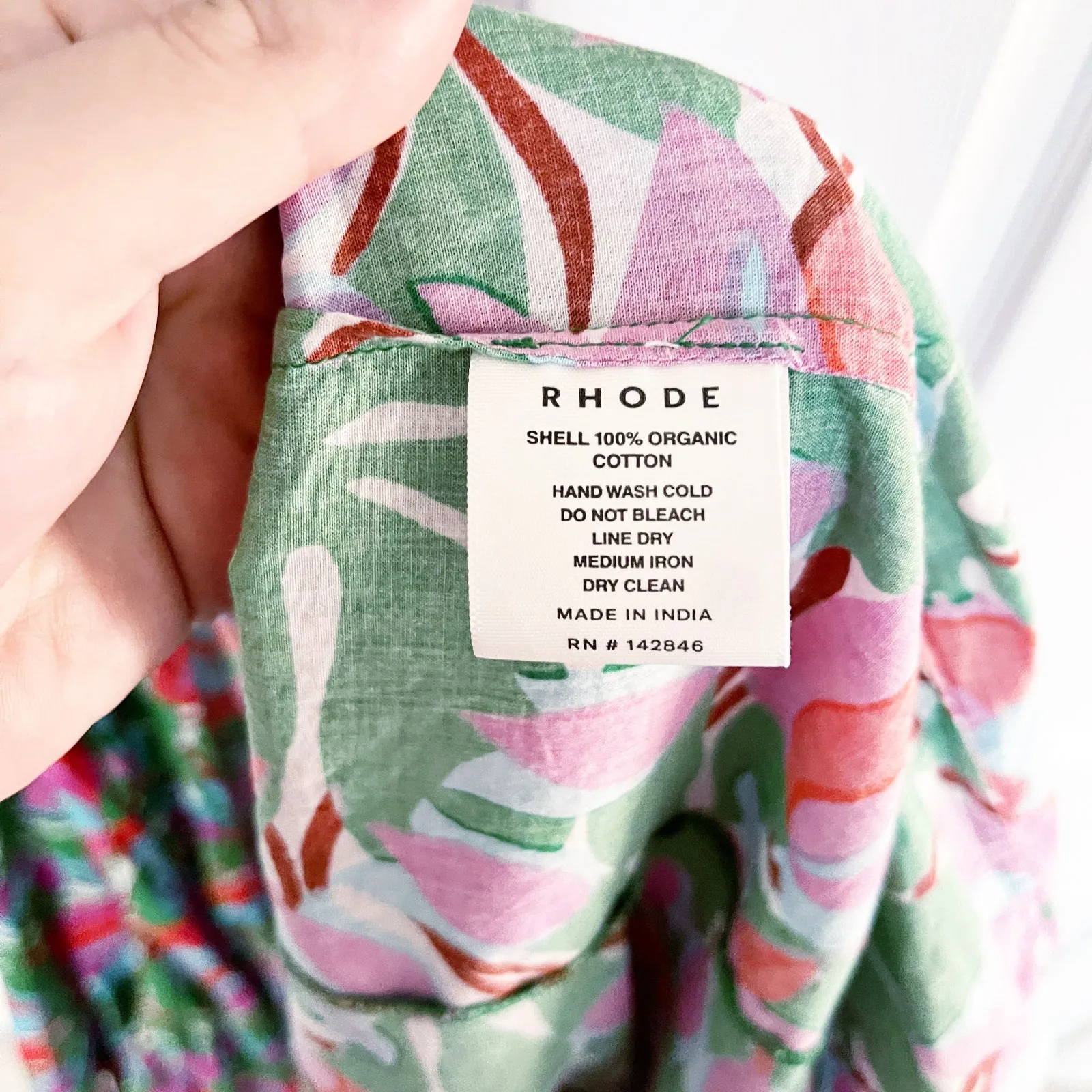 Rhode Resort Fiona Dress White Fleur Tropicale Green Size M - Image 7