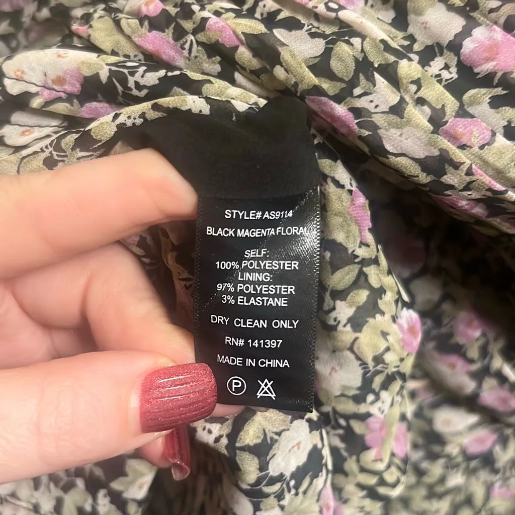 ✨ASTR Black Magenta Smocked Mini Sz XS Skirt✨ - Image 11