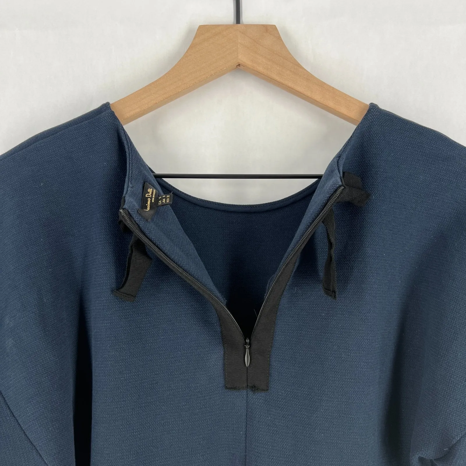 Massimo Dutti Mini Shift Dress Womens Small Blue Puff Sleeve Back Tie & Zip - Image 11