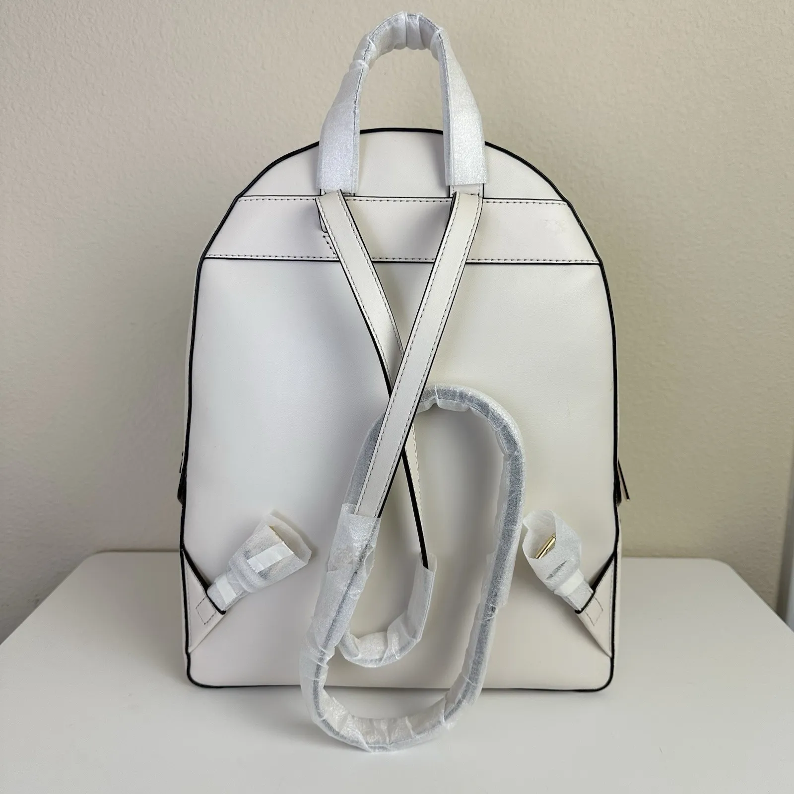 MICHAEL KORS Jaycee Large Backpack Pebbled Cream Leather Zip Multi Pocket Travel - Image 4