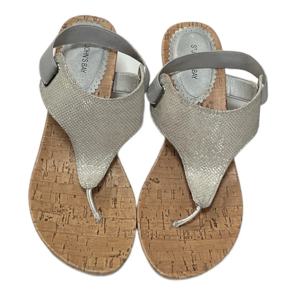 St. John’s Bay SJB Ante Wedge Sandals Silver Size 8 - Image 3