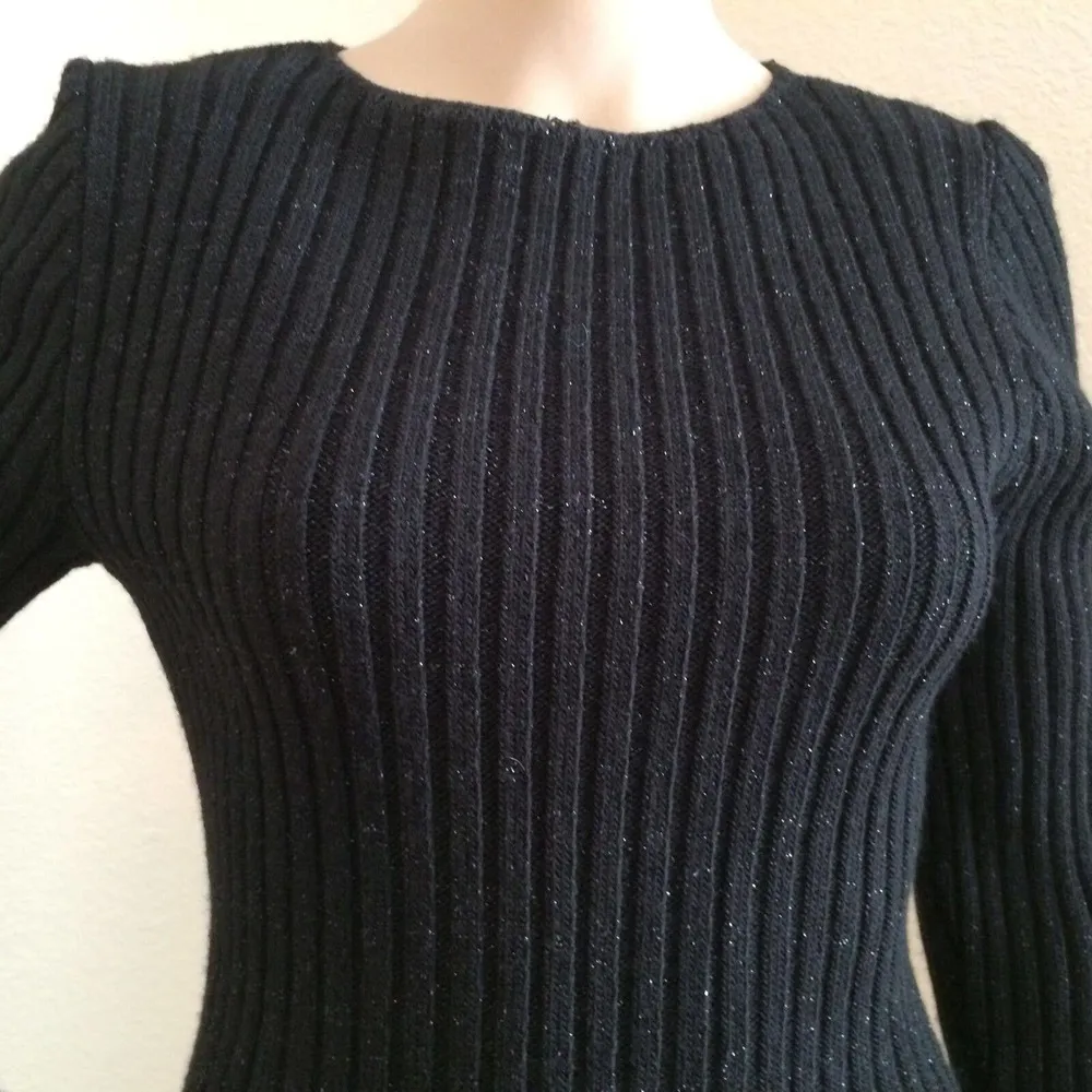 ABSOLUTELY Creative Women’s Cotton Black Lurex Sweater Scooped Back Size Large - Image 3