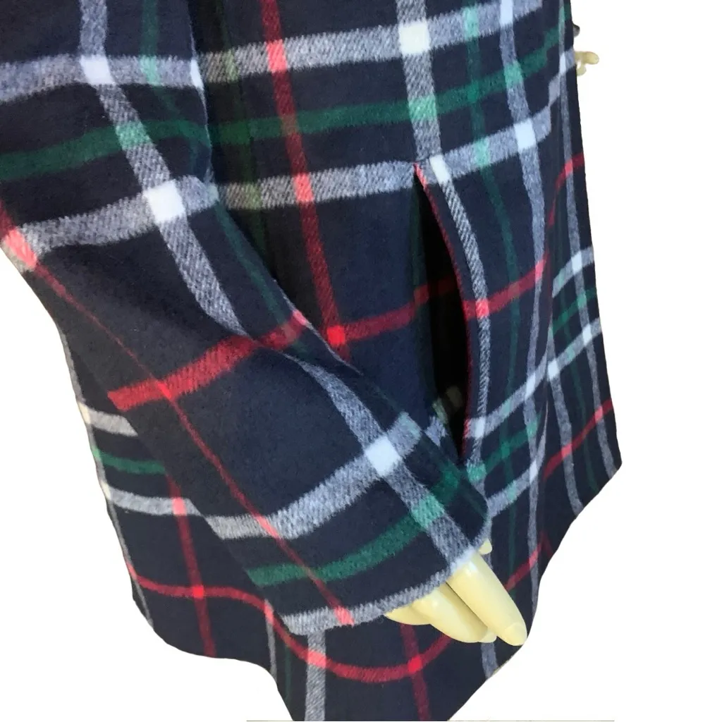 TALBOTS BLUE, RED & WHITE WOOL BLEND  "DOUBLE FACE PLAID TOPPER "JACKET (M) - Image 7