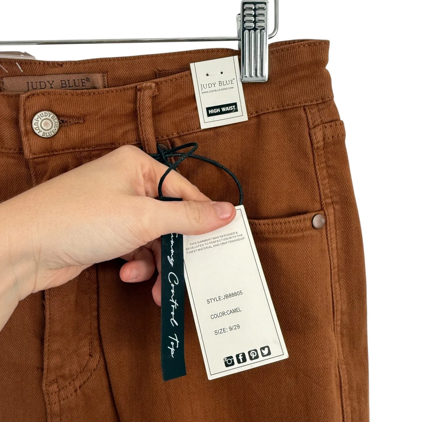 Judy Blue High Rise Wide Leg Crop Jeans Camel Brown Boho NEW Womens 9/29 - Image 4