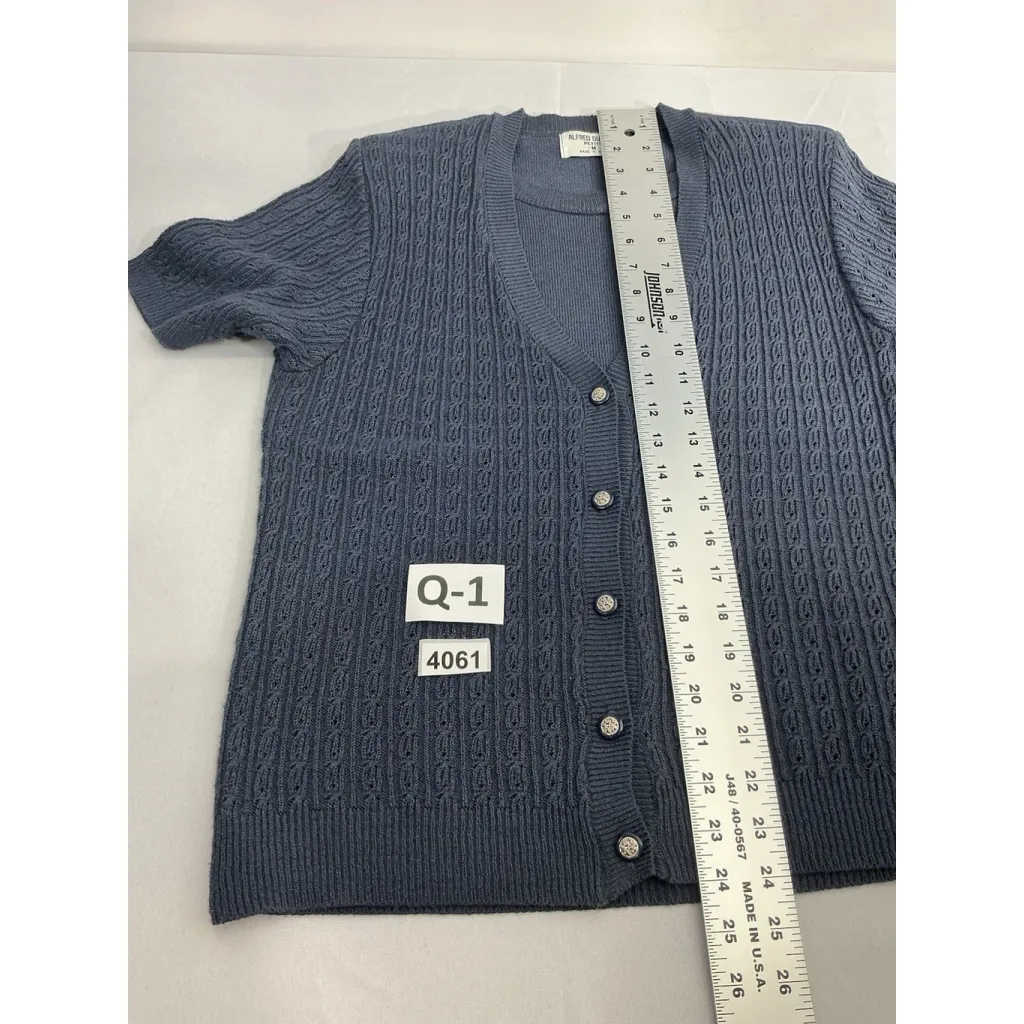Womans Alfred Dunner Petite 2 In 1 Sweater Medium Blue Short Sleeve Pullover - Image 5
