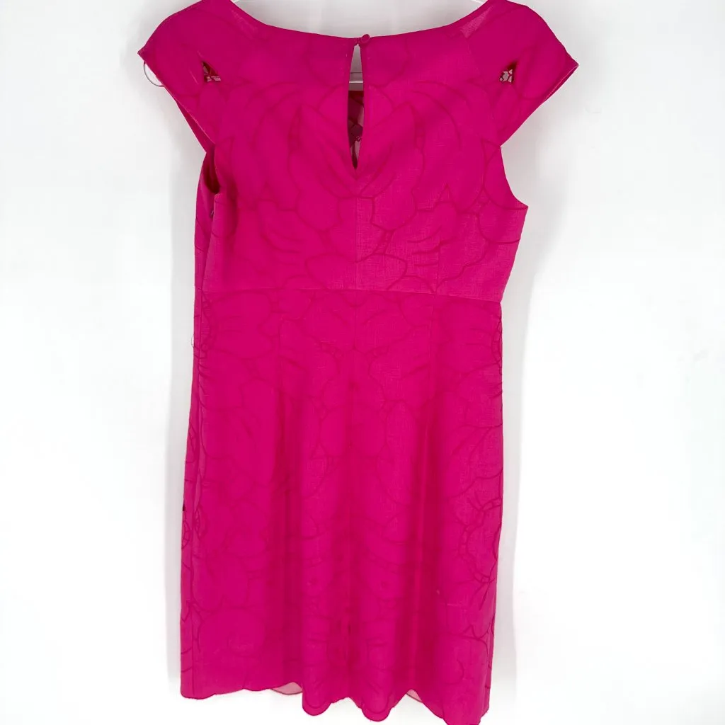 Laundry by Shelli Segal Cap Sleeve Sheath Dress with Cut out Overlay Pink Size 4 - Image 4