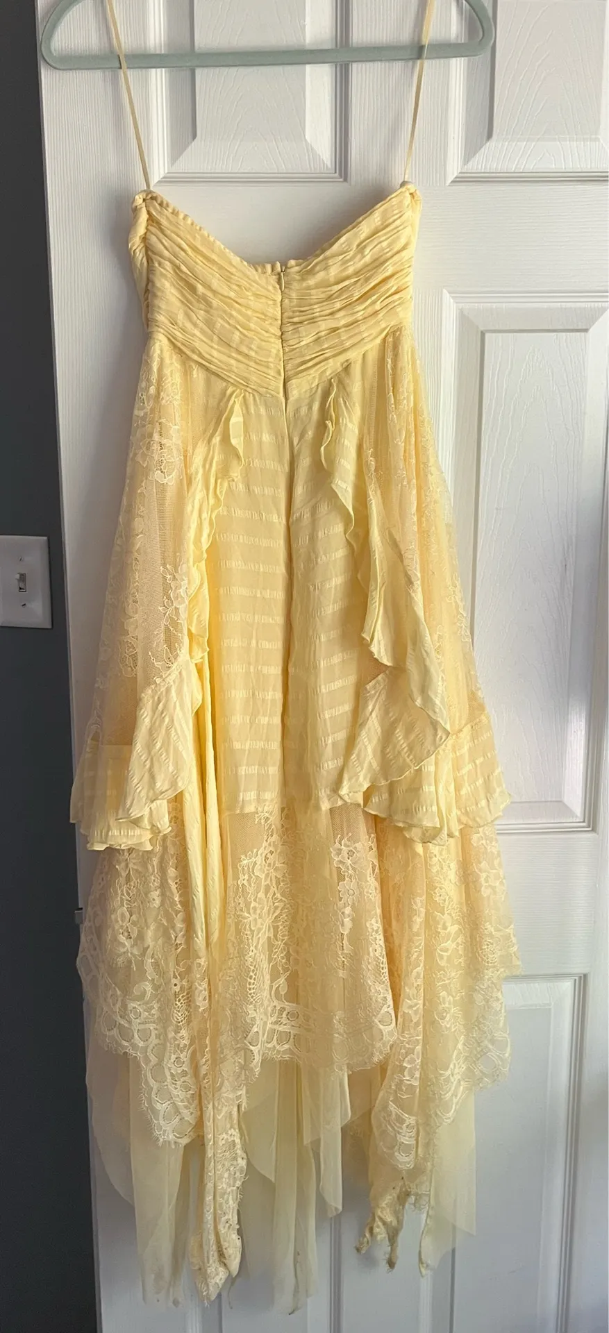 Butter yellow free people lace dress strapless  - Image 2