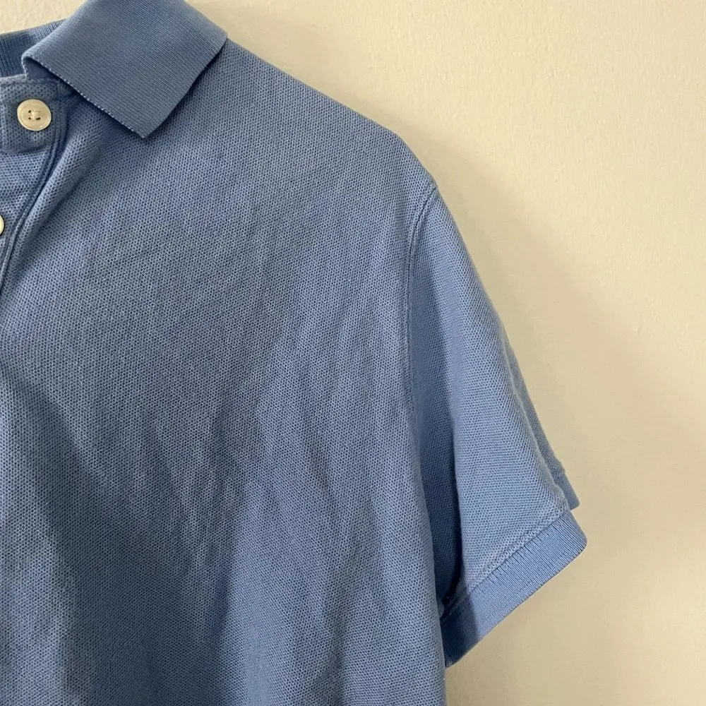 L.L.Bean  blue collared cropped short sleeved top vintage shirt cotton style - Image 2