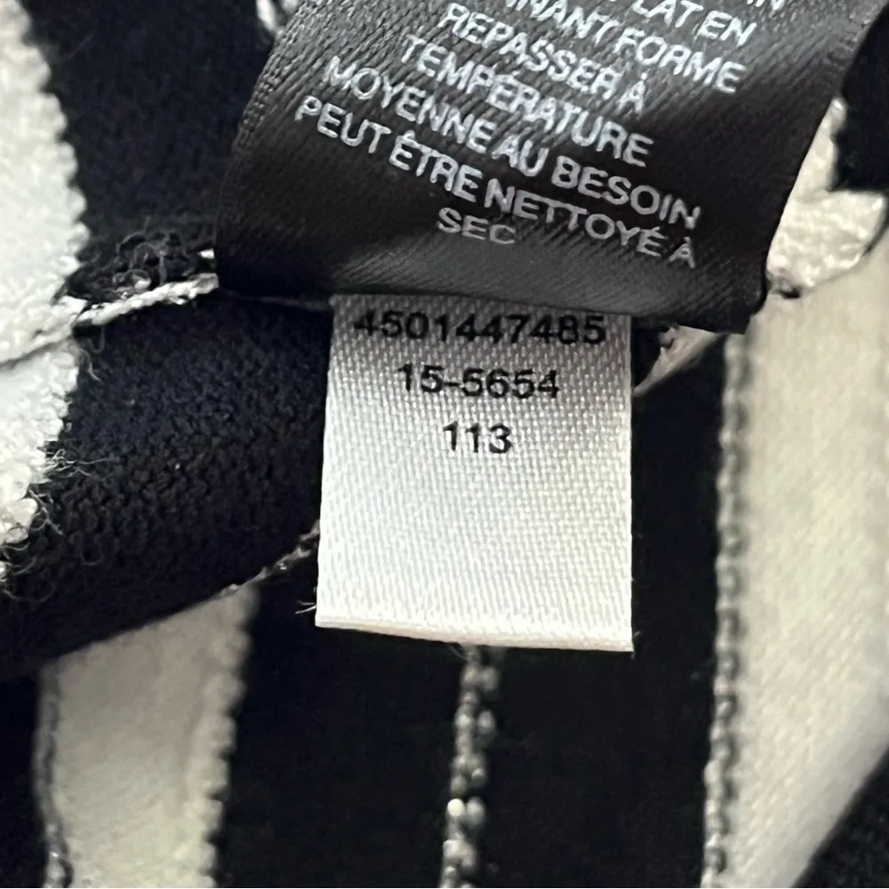 White House Black Market Bodycon Mini Dress Ruched Knit Striped Black White XS - Image 3