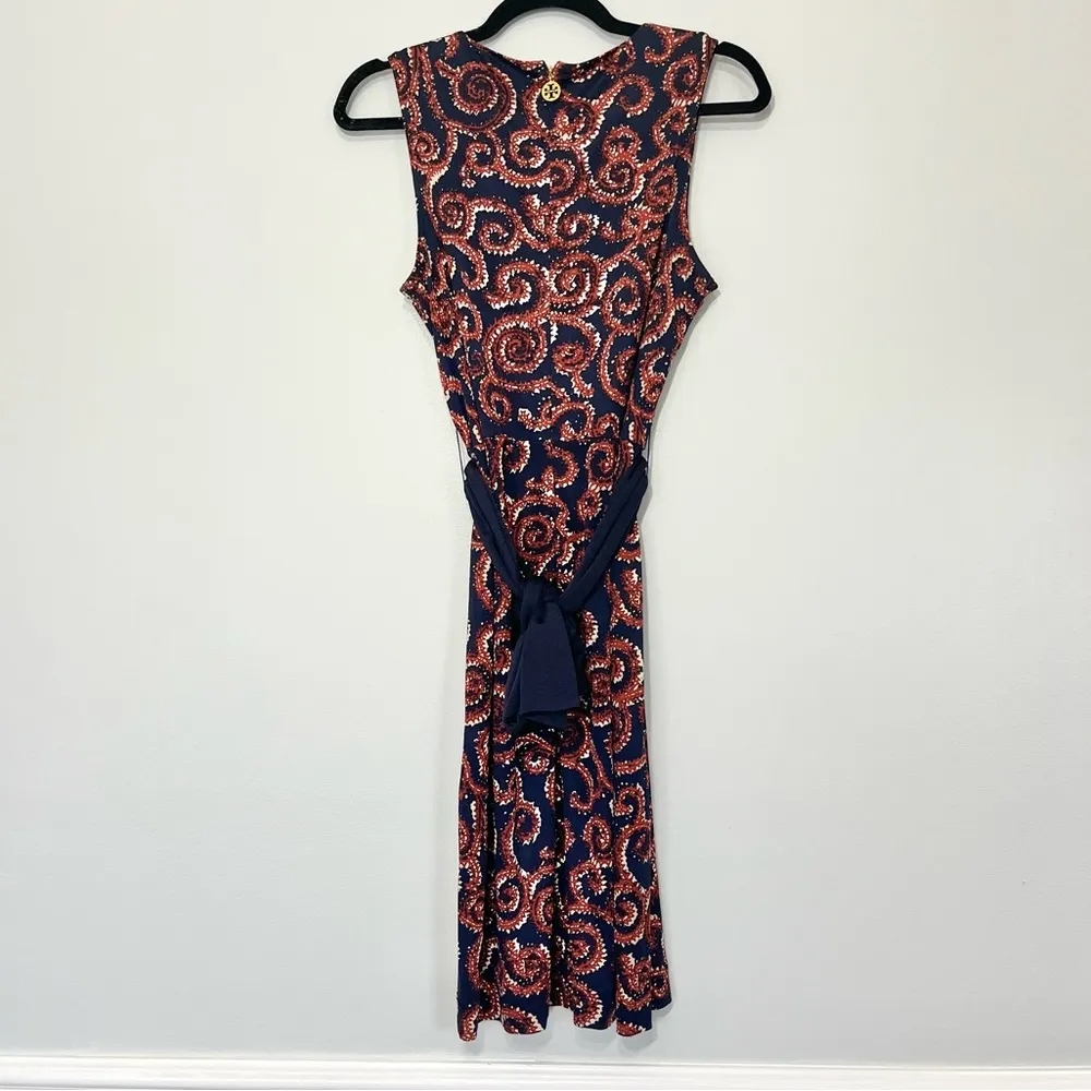 Nicola Navy Sapello Silk Belted Dress Small - Image 6