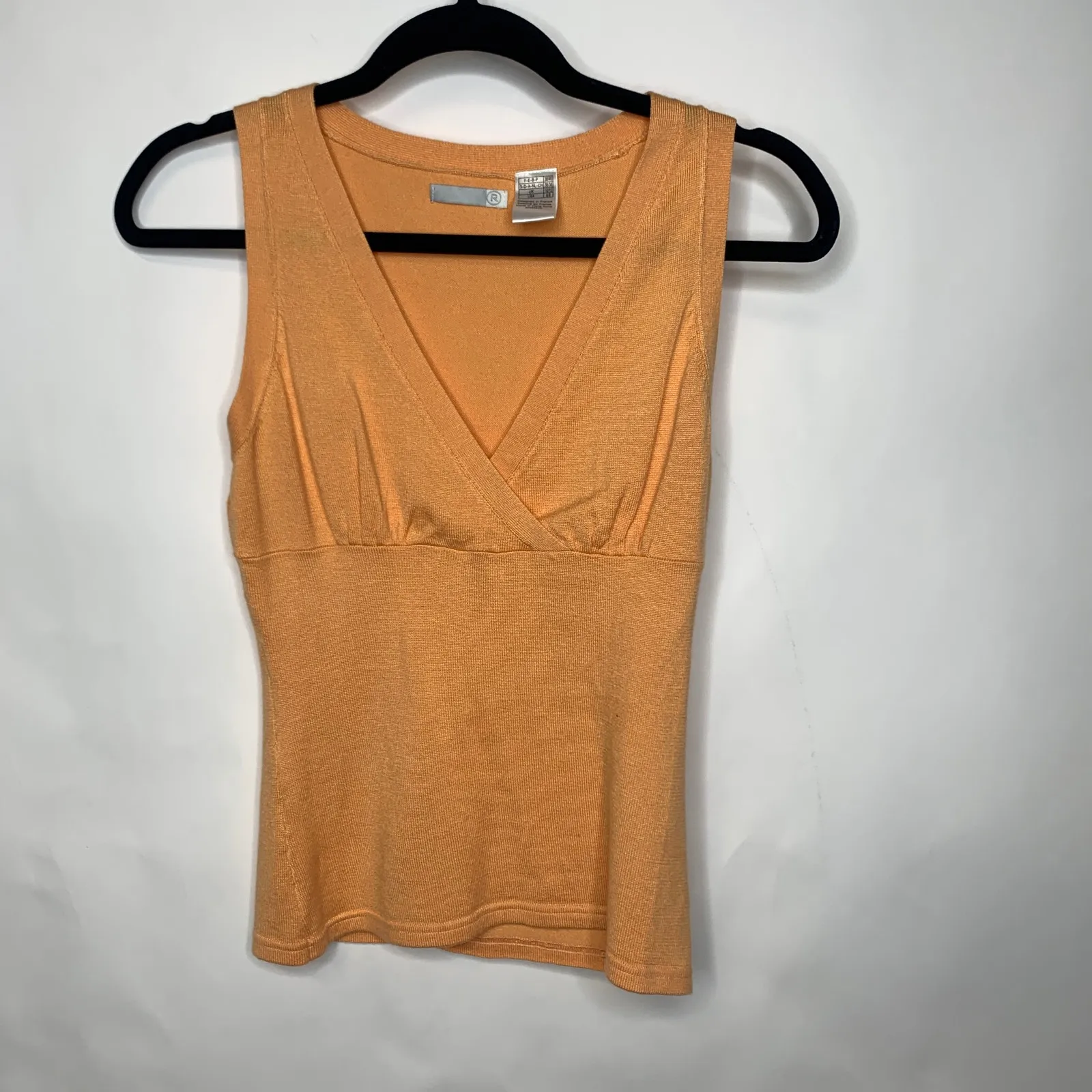 Vintage Orange Fitted Tank Shell Sz 6/8 Sweater Y2k - Image 5