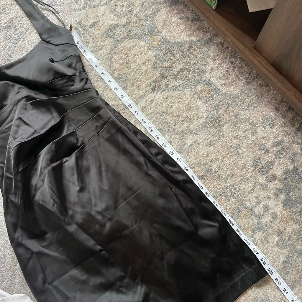 Cache Y2K Vintage Black Stretch Satin Bodycon Halter Mini Cocktail Dress Size 6 - Image 8