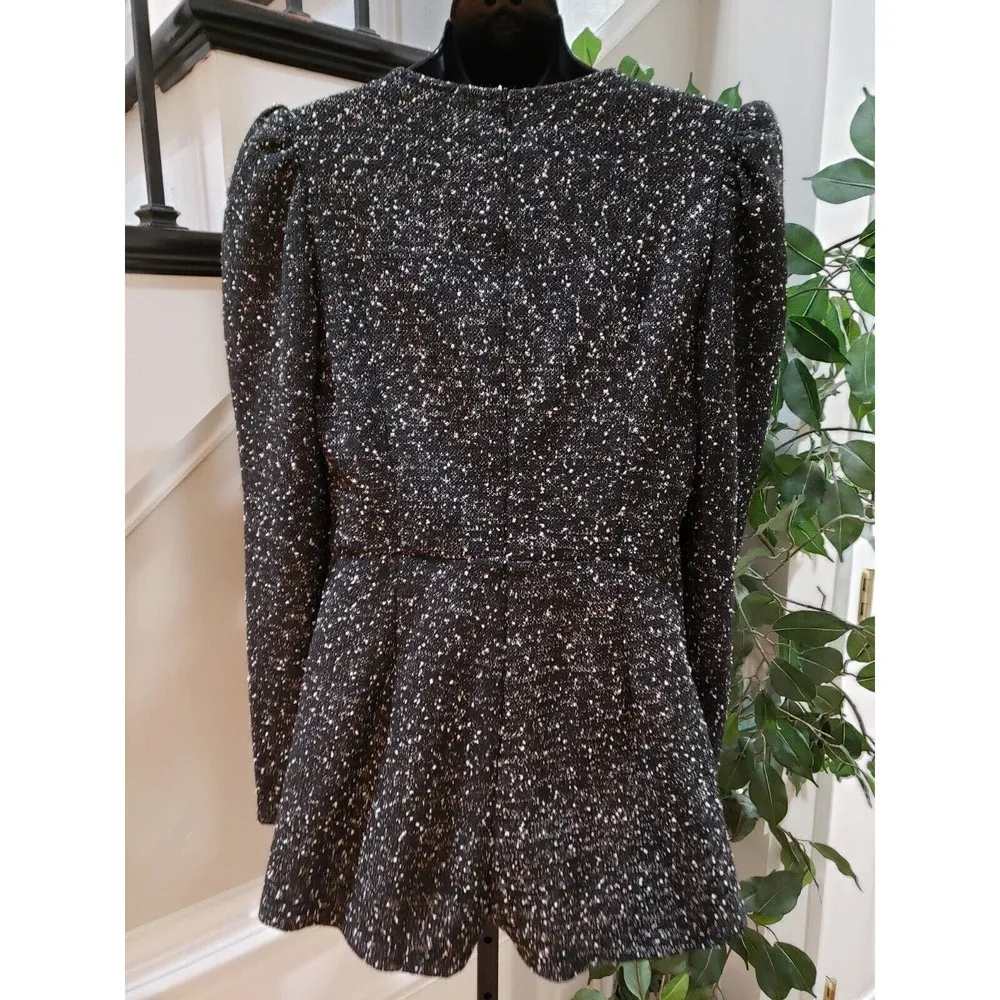 SHELN Women's Black & White Polyester Long Sleeve Button Front Romper Size M - Image 6