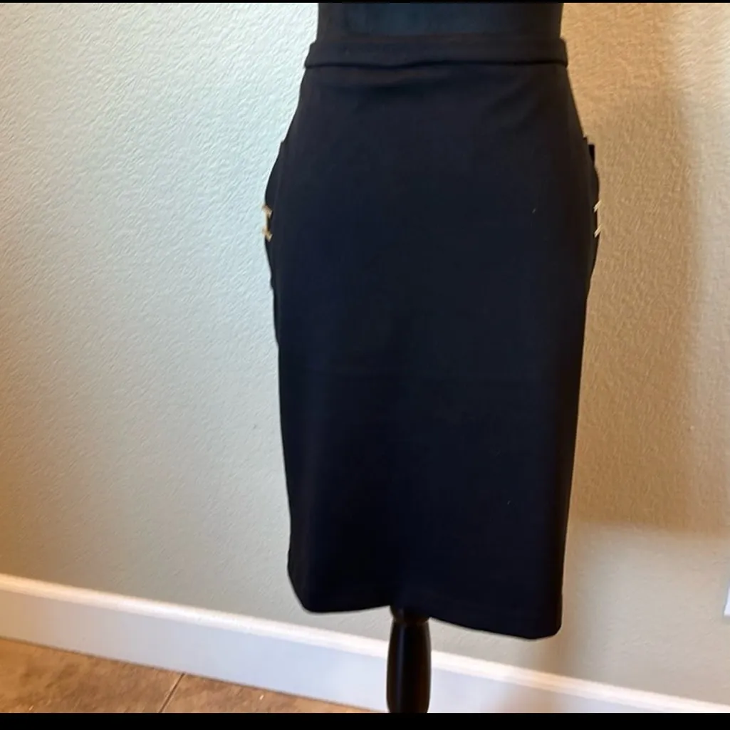 Halston Black Aline Skirt - Image 2