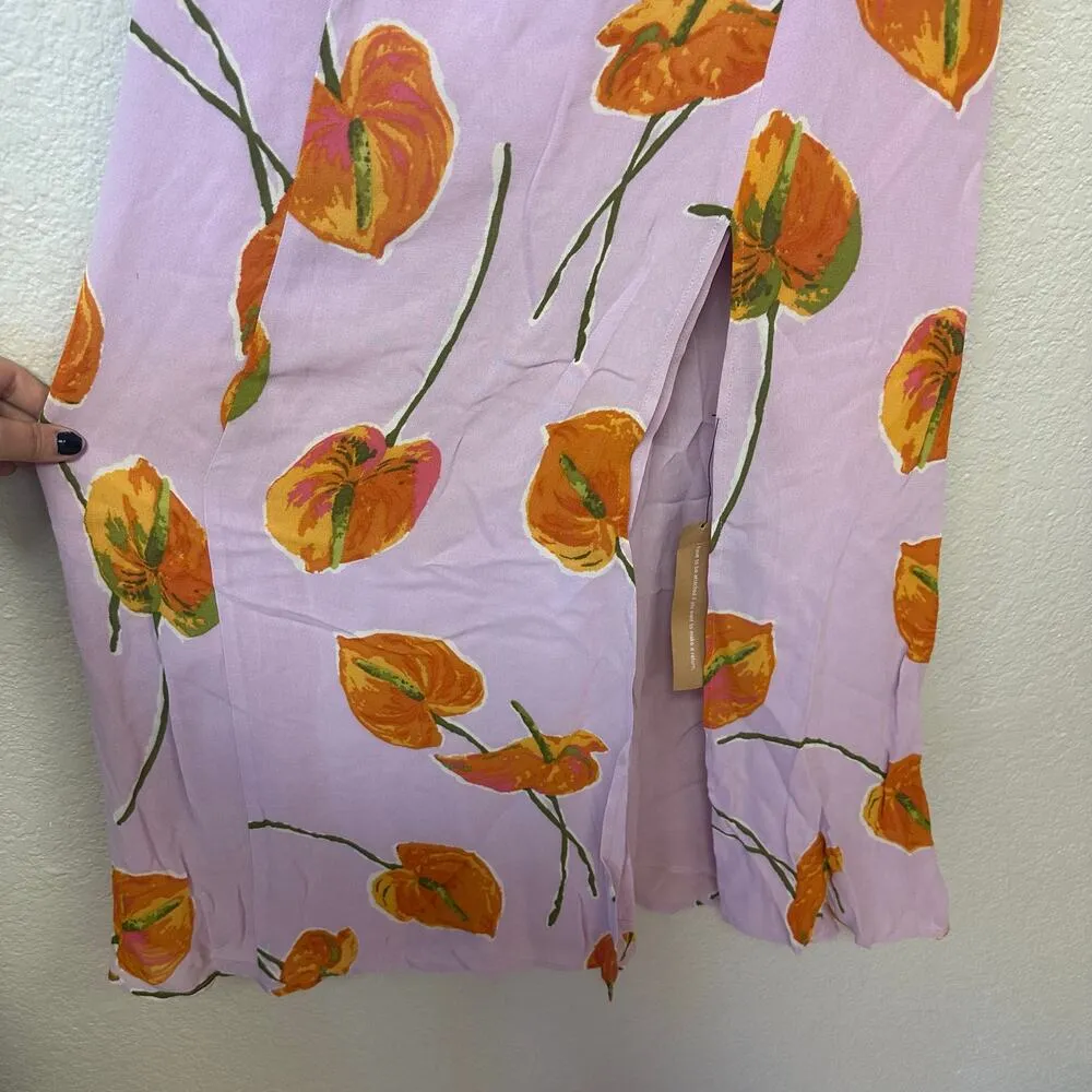 Reformation Juliette Floral Midi Dress Lilac Women's Size 4 NWT - Image 7