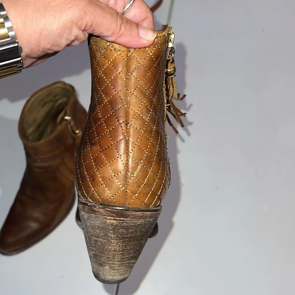 Cuadra Brown Leather Ankle Boots with tassel 9.5 - Image 9