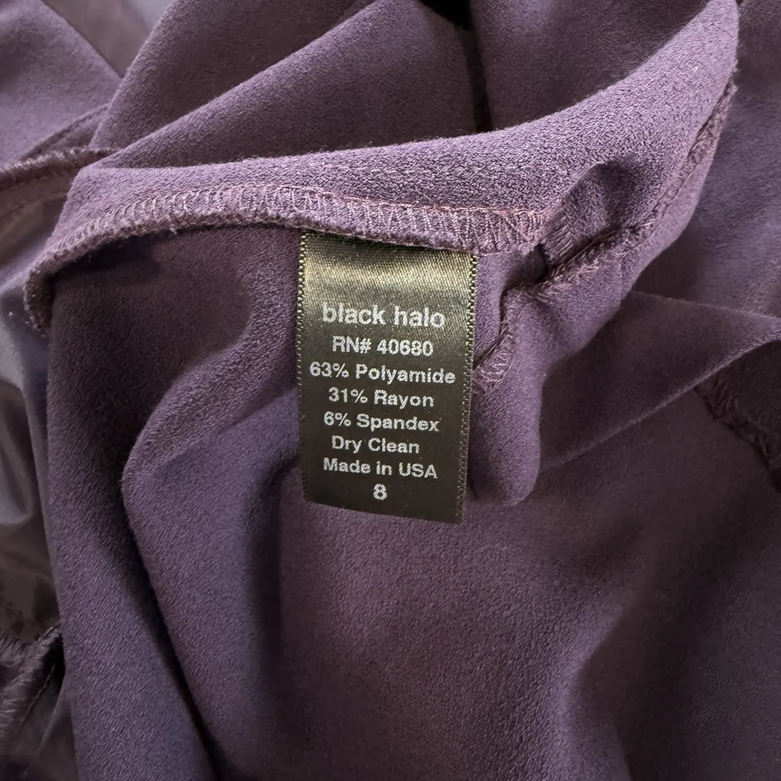Black Halo Purple Cap Sleeve Empire‎ Pleated Dress Size 8 Pockets - Image 10