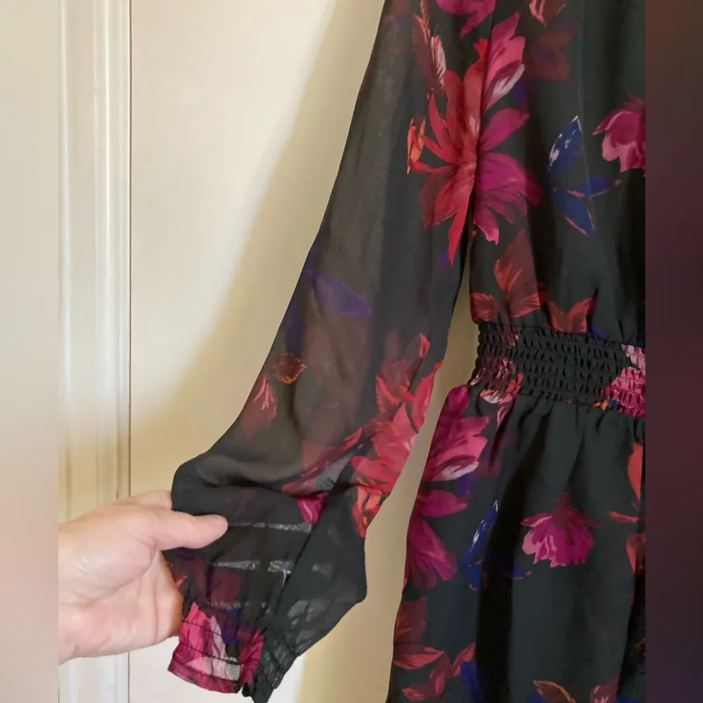 Anthropologie Ali & Jay New Black Floral V-Neck Long Sleeve Romper #MBG - Image 7