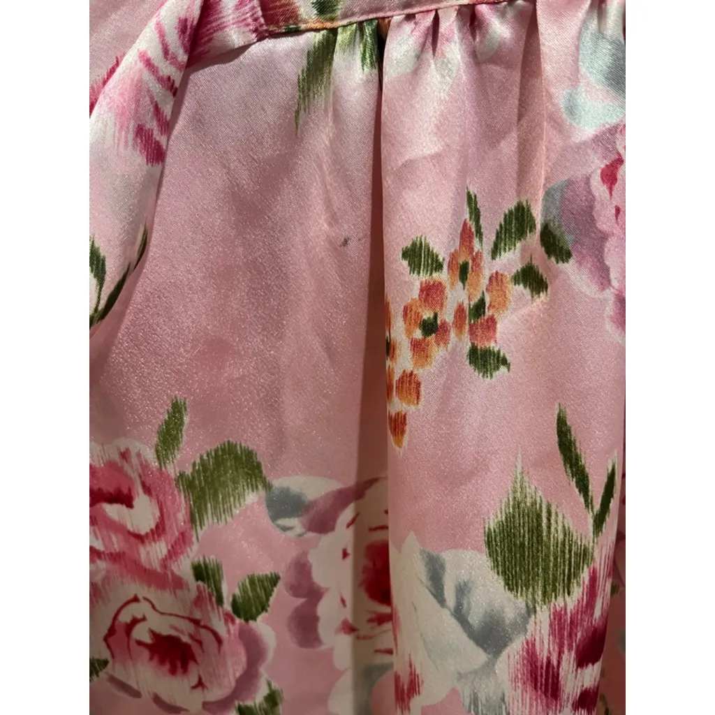 Vintage Oscar de la Renta Black Pink Feminine Floral Robe & Gown Set Slip Dress - Image 11