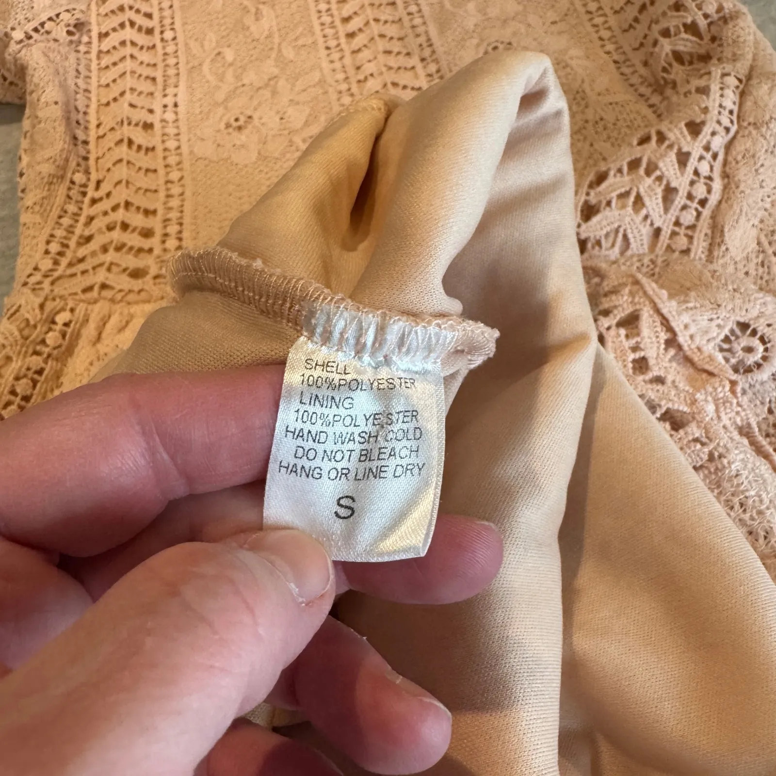 Tea n Rose Boho Lace Crochet Midi Dress Womens Small Pink Coquette Feminine - Image 11