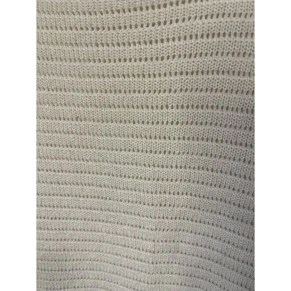 Anthropologie Ruffled Pointelle Knit Mini Dress Square Neck Ivory Cream Womens S - Image 9