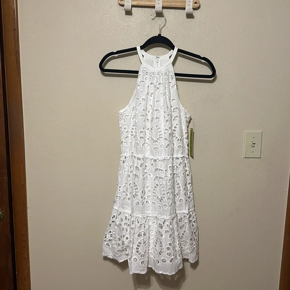 Gianni Bini Ivory Eyelet‎ Halter Dress Size 0 NWT - Image 3