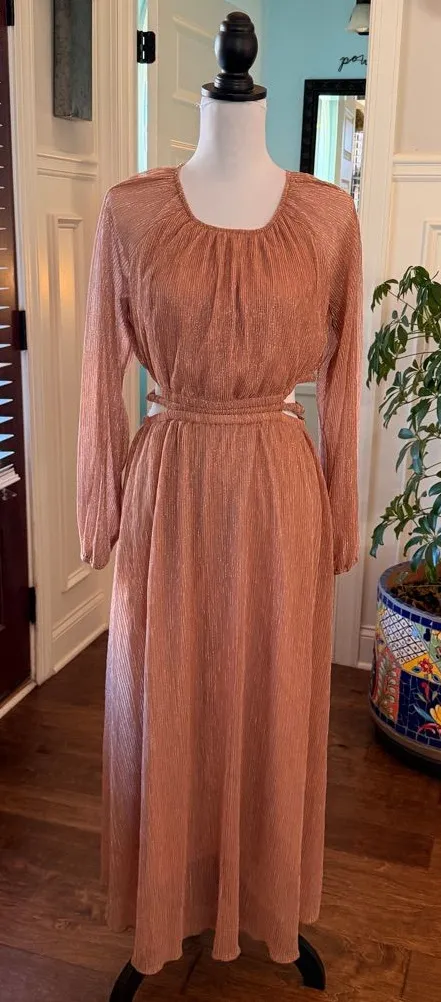 Moon River NWT Tiered Balloon Sleeve Cutout Shirred Maxi Dress - Image 1