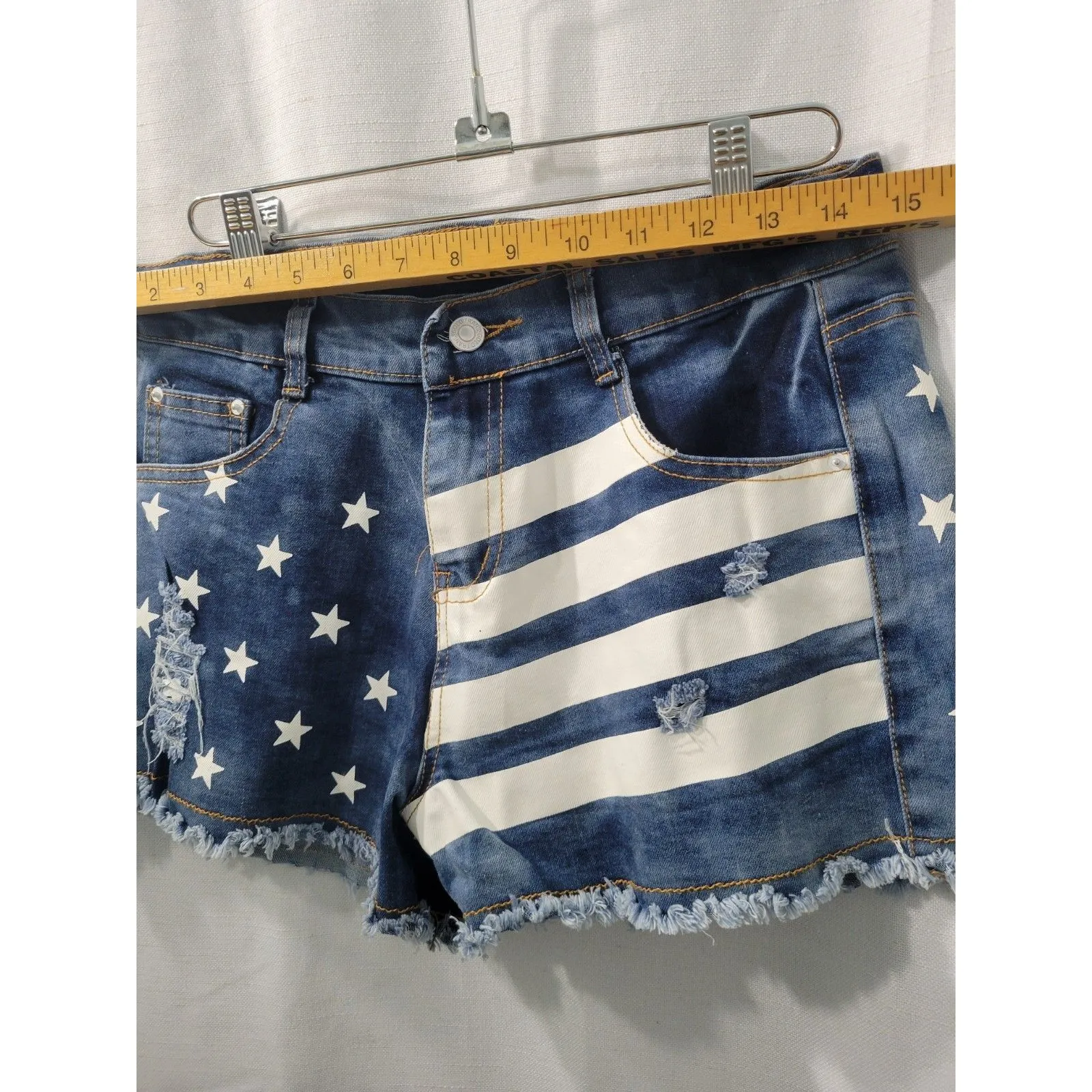 Davi & Dani American Flag SHORTS USA  denim  White  Blue 4th July women Size M - Image 7