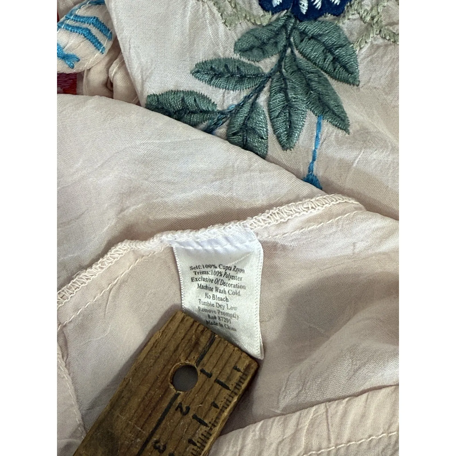 Johnny‎ Was light pink Embellished Tie Front Tunic Floral Embroidery M - Image 9