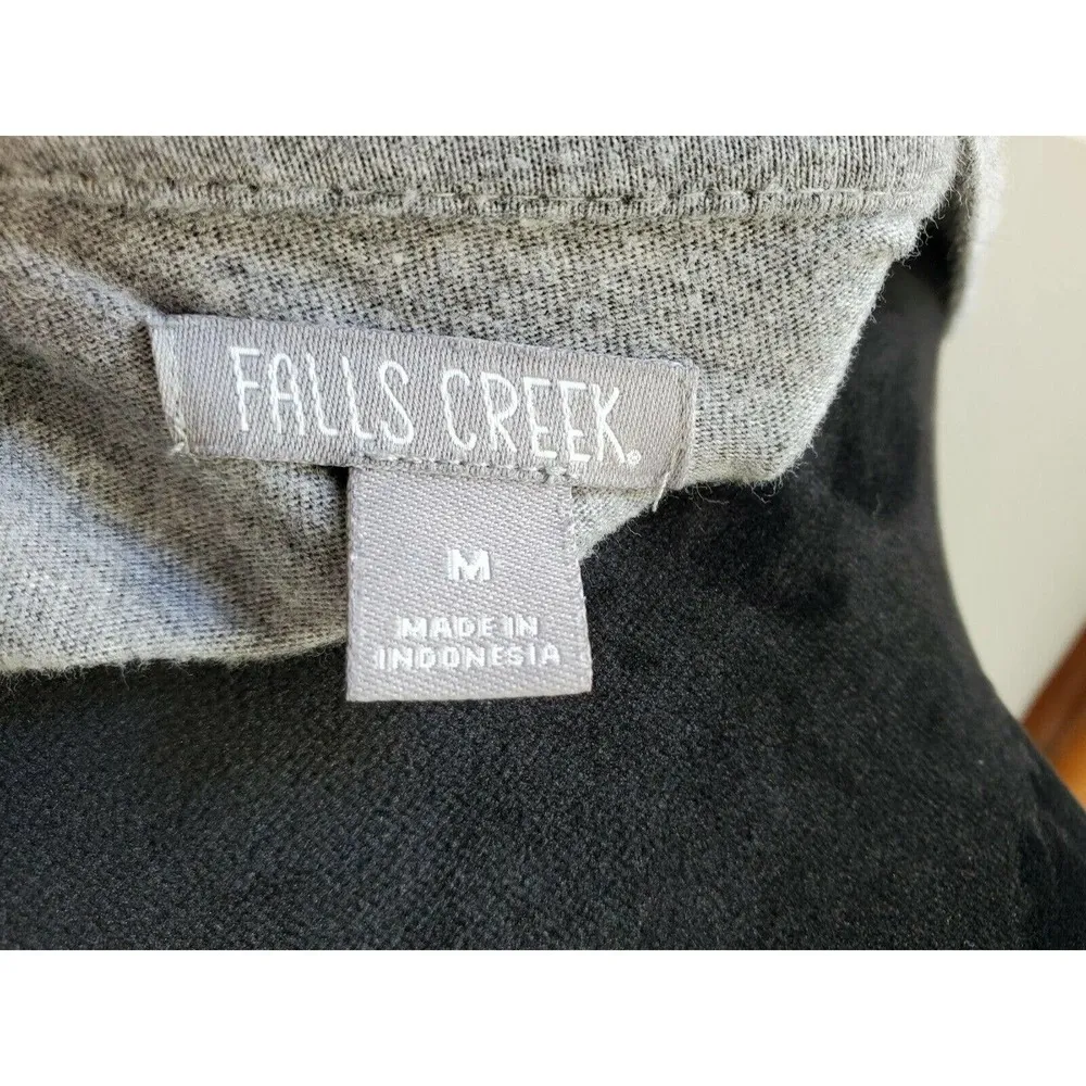 Falls Creek Women Solid Gray Cotton Round Neck Short Sleeve Knee Length Dress M - Image 8