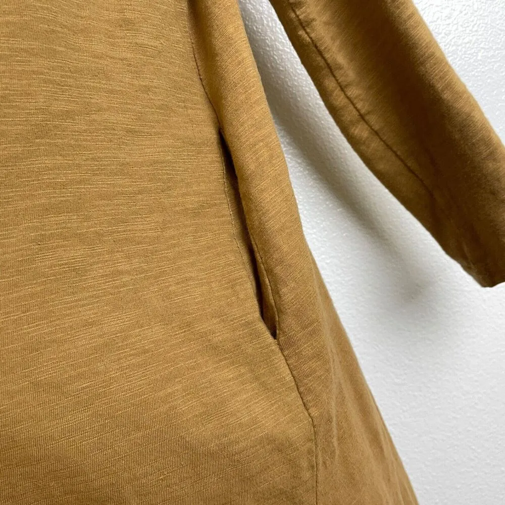 Three Bird Nest Womens Small Cardigan Duster Open Front Yellow Slub Cotton 3BN Size M - Image 6