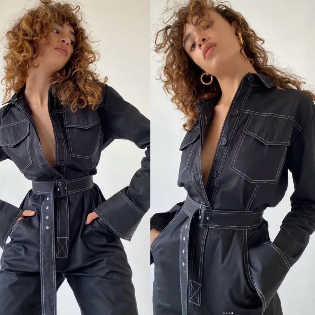 NWOT Orseund Iris Work Wear Belted Jumpsuit In Black Size Small. Kylie - Image 6