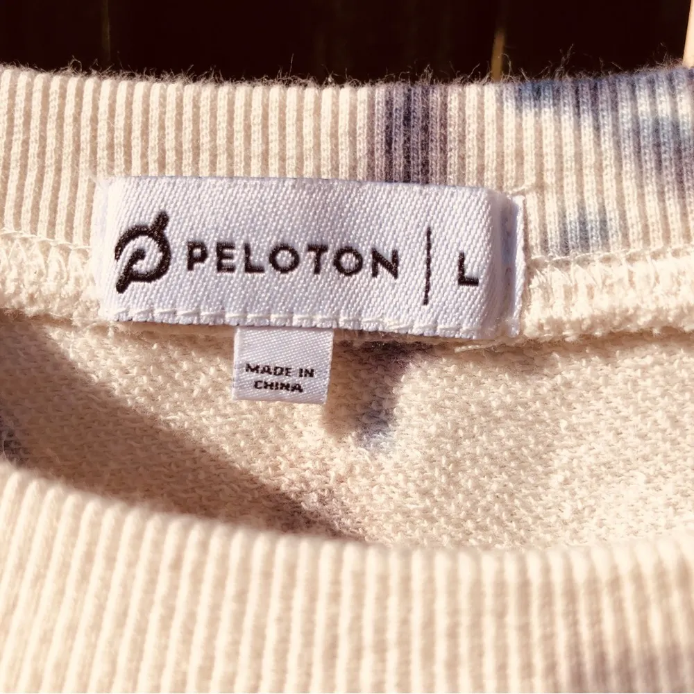 Peleton Tie Dye Indigo Blue Sweatshirt L White Size L - Image 4