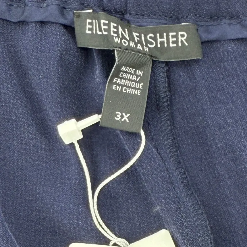 Eileen Fisher Silk Georgette Crepe Slouchy Ankle Pant Midnight Navy Women 3X NWT - Image 4
