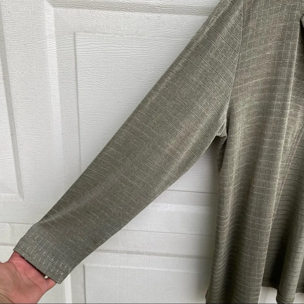 Chicos Womens Cardigan Jacket Open Front Sage Green Slinky Quiet Luxury Large 12 - Image 5