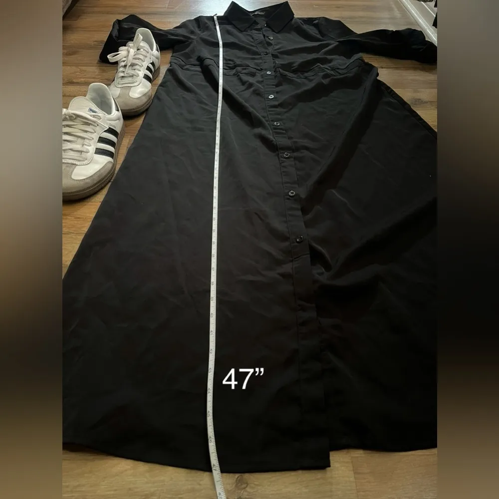 SHEIN Women's Solid Color
Long Sleeve Casual Loose Long DressShirt
Black DressXS - Image 5