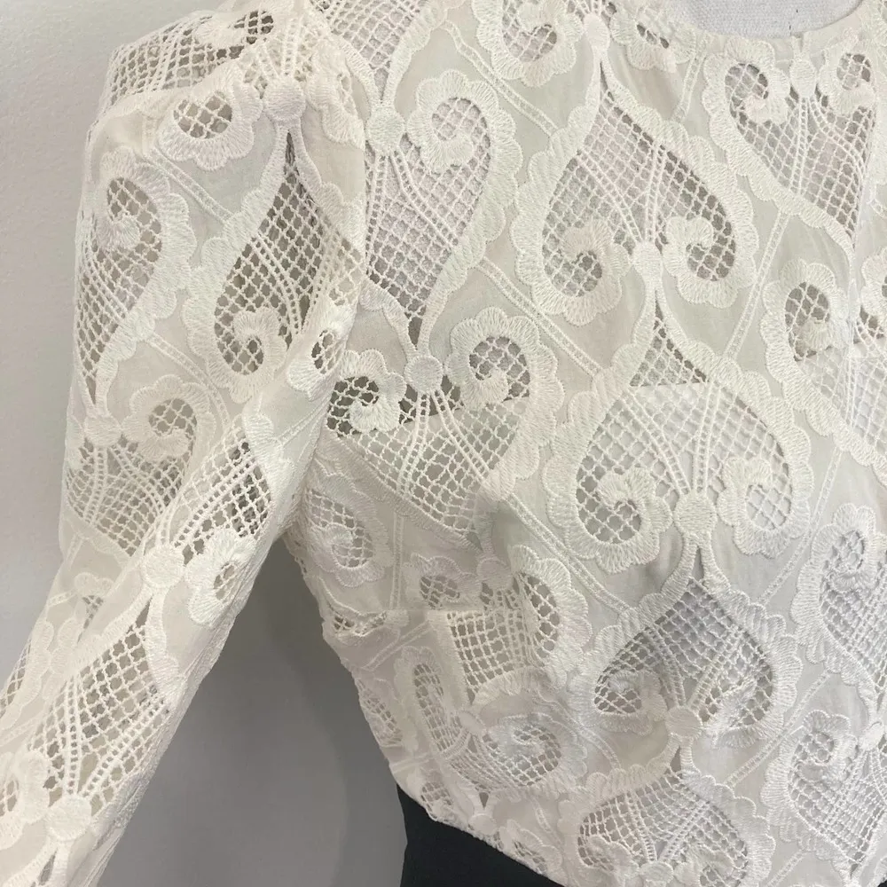 SANDRO PARIS Camelia Crocheted Lace Mini Dress - Image 4