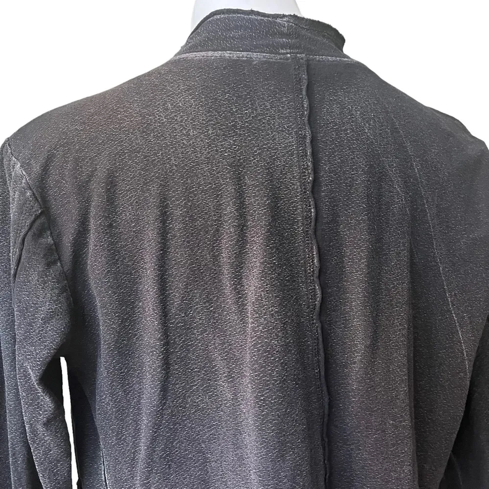 Monoreno Grey Embroidered Cotton Jersey Sweater Open front Pockets Size M - Image 9