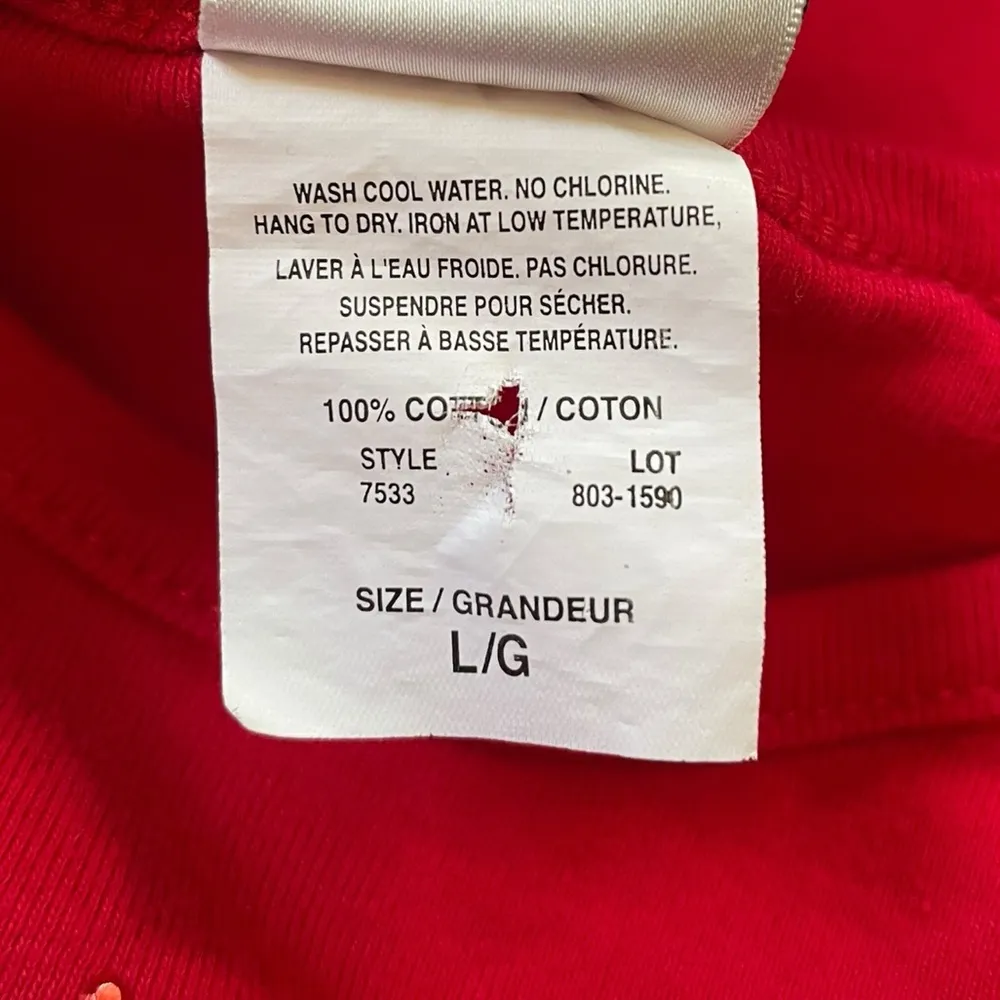 Cityscape Canada Vintage 90s Red Toronto Rhinestone Maple Leaf Novelty T Shirt Size L - Image 7