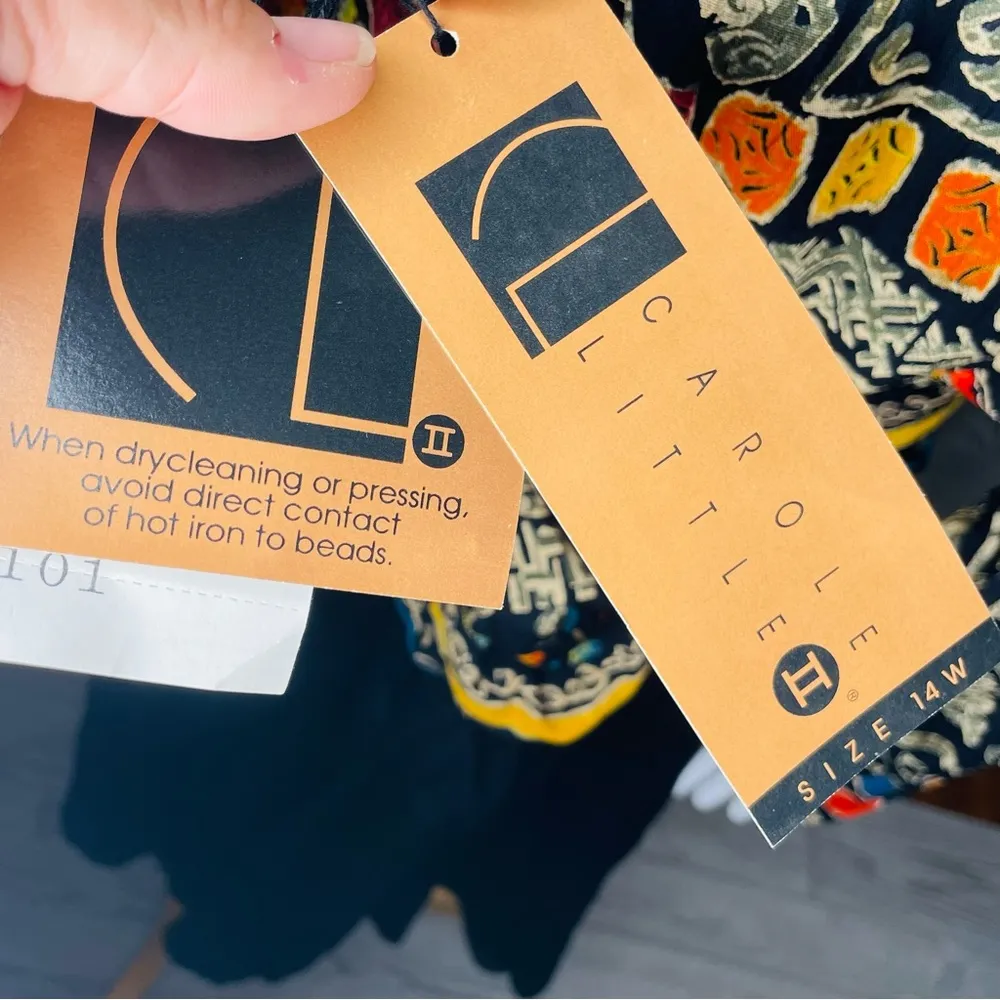 Nwt vintage Carole little dress with beaded wrap size 14w geometric design 80s - Image 5