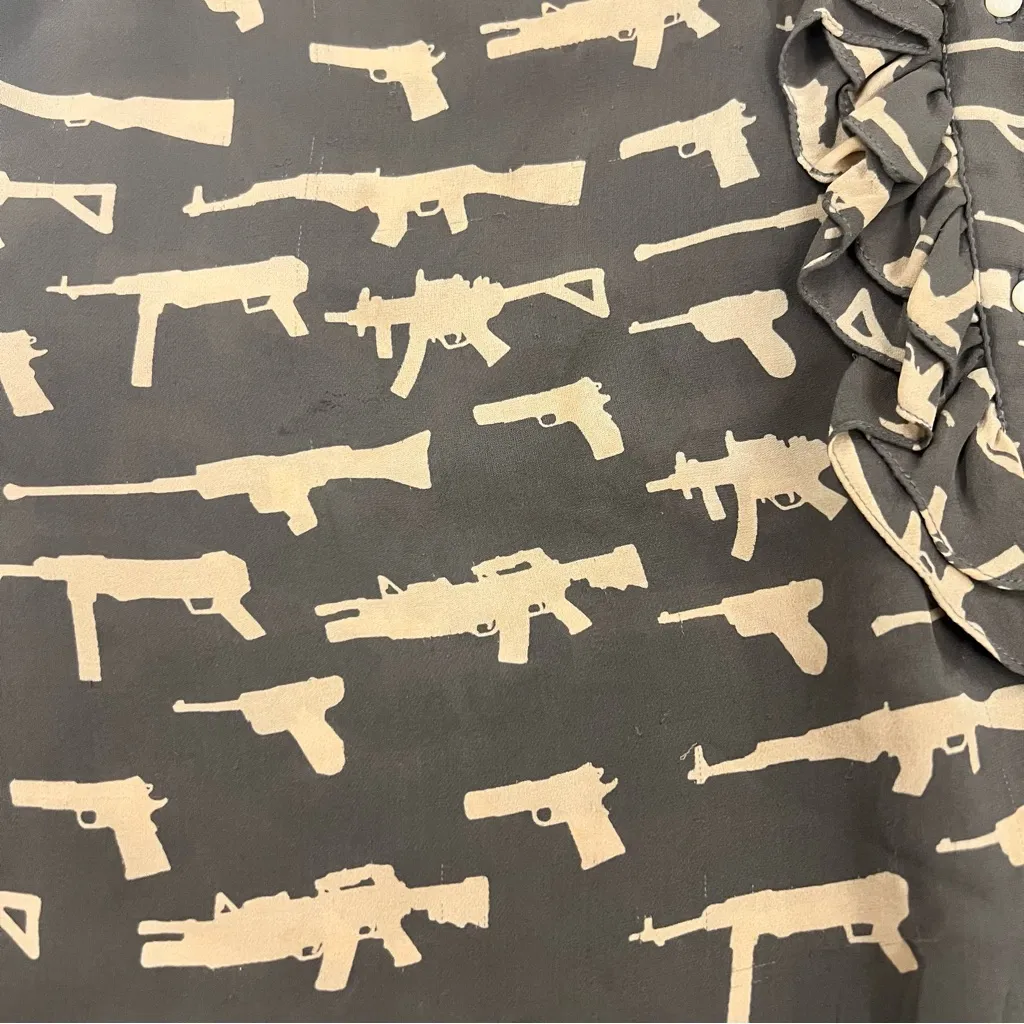 Nili Lotan Gun Print Silk tank top Tan - Image 8