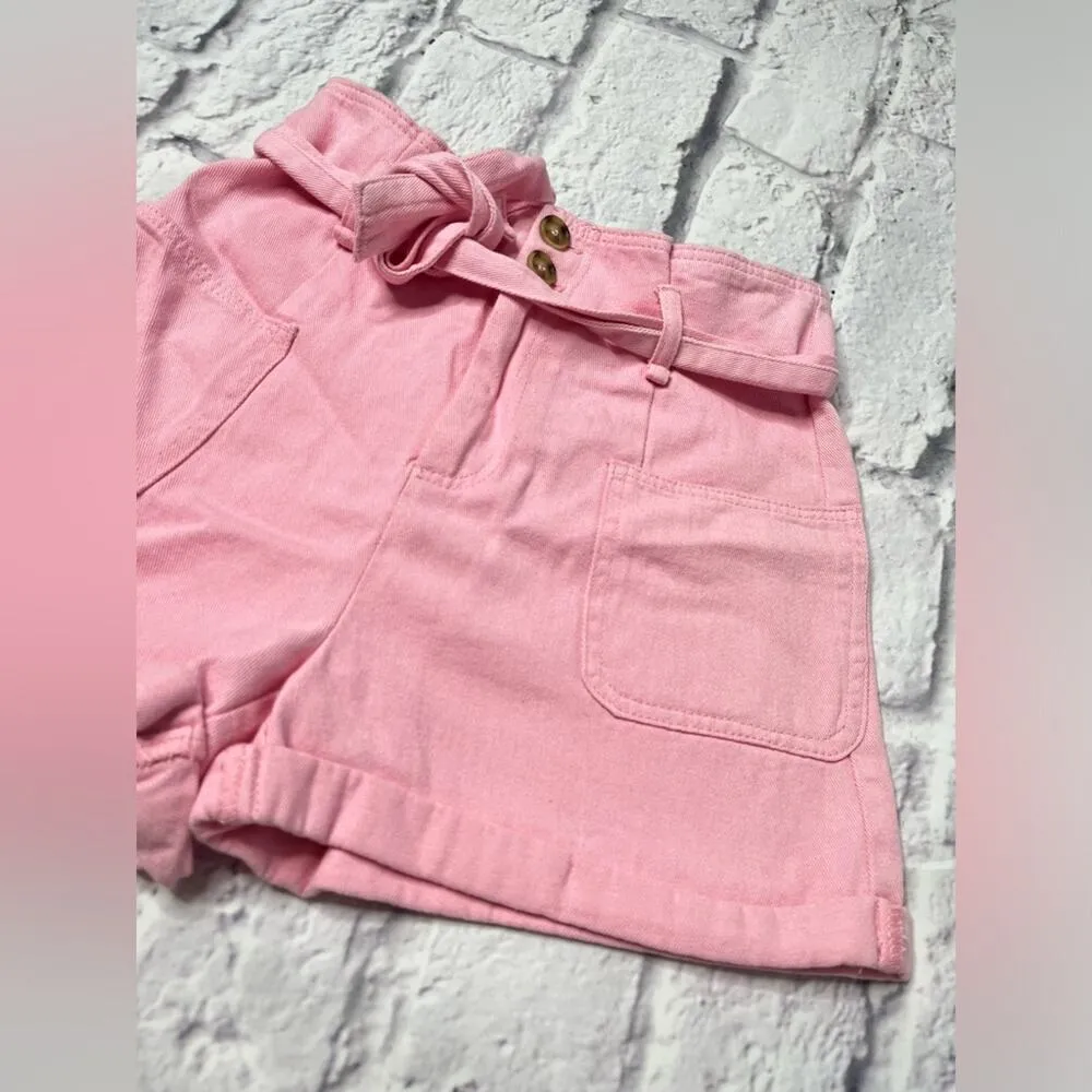 Elodie women’s high waist paper bag shorts pink new size small - Image 3