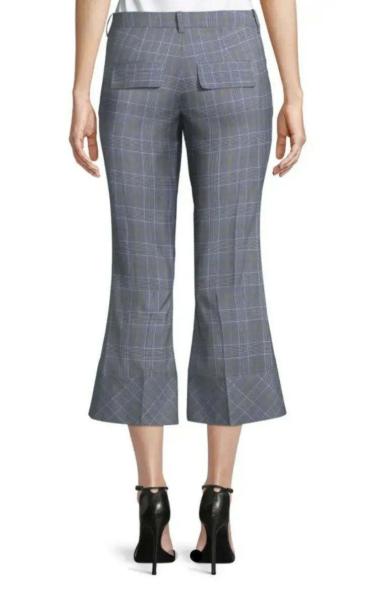 Robert Rodriguez Plaid Crop Flare-Hem Tailored Trousers Size 4 Mid Rise Dressy - Image 9