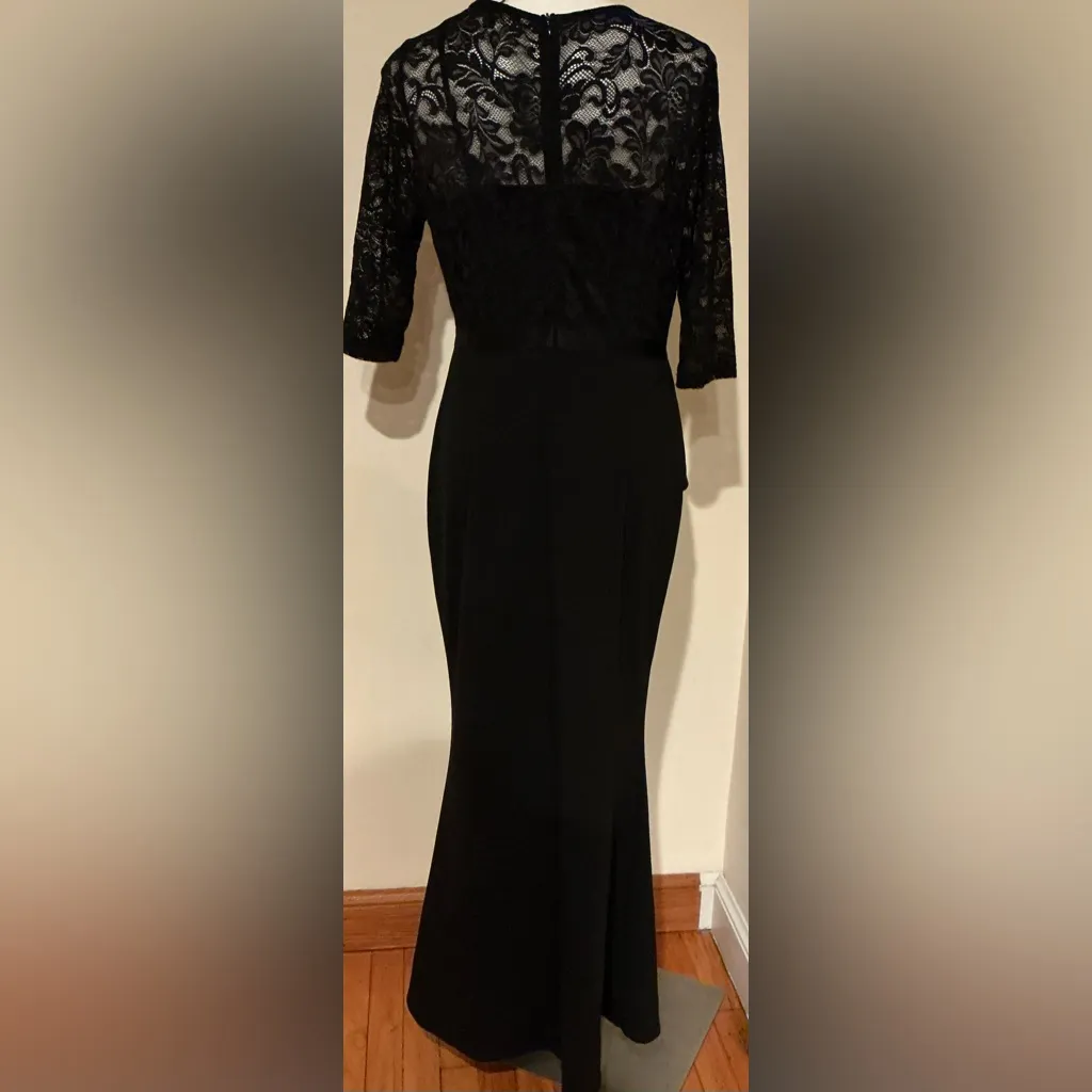 MISSMAY Mother Of The Bride Black Lace Long Side Slit Evening Gown Dress Sz XL - Image 4