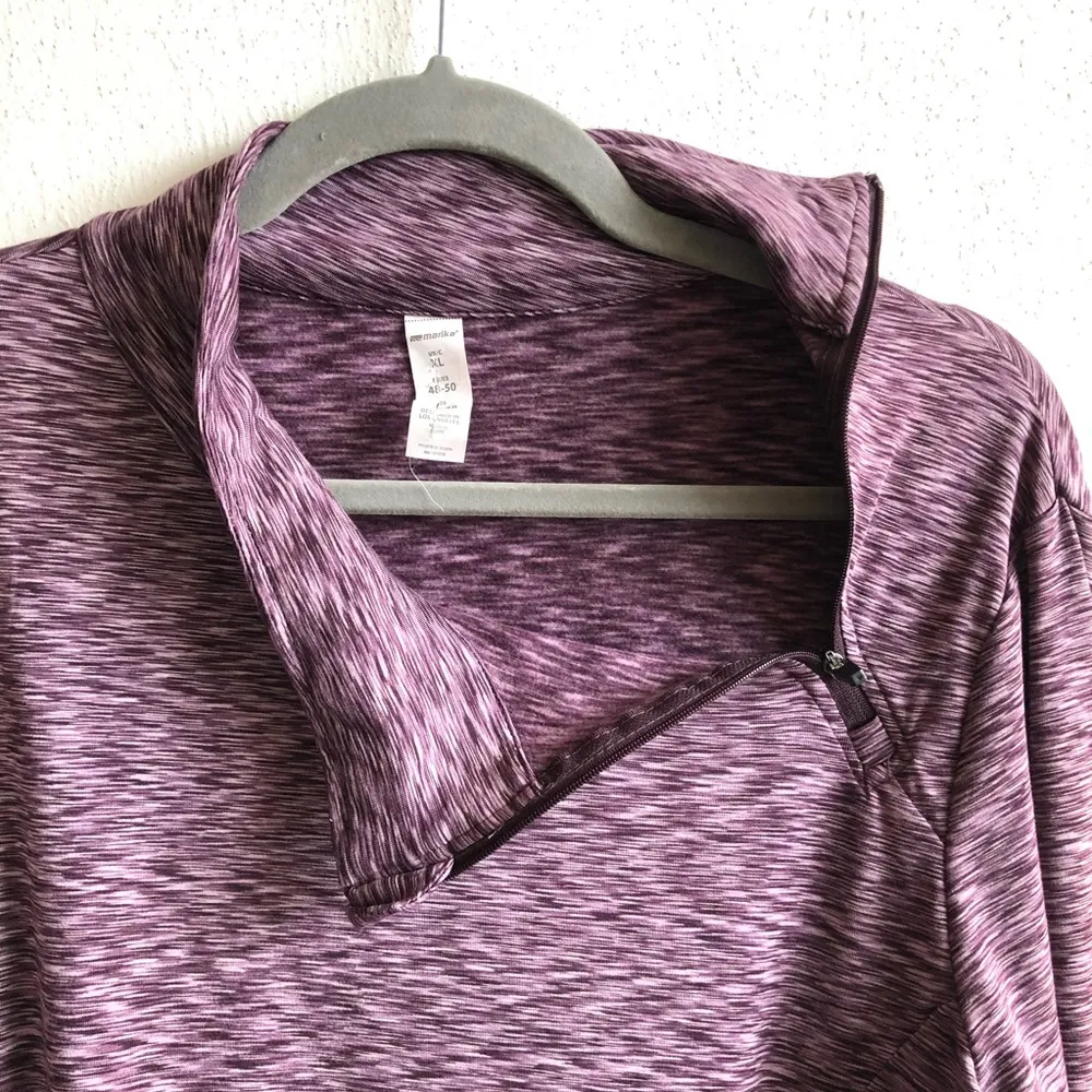 Marika Sweatshirt Side Zip Purple Space Dye Top Sz XL EUC Winter Workout Piece - Image 8