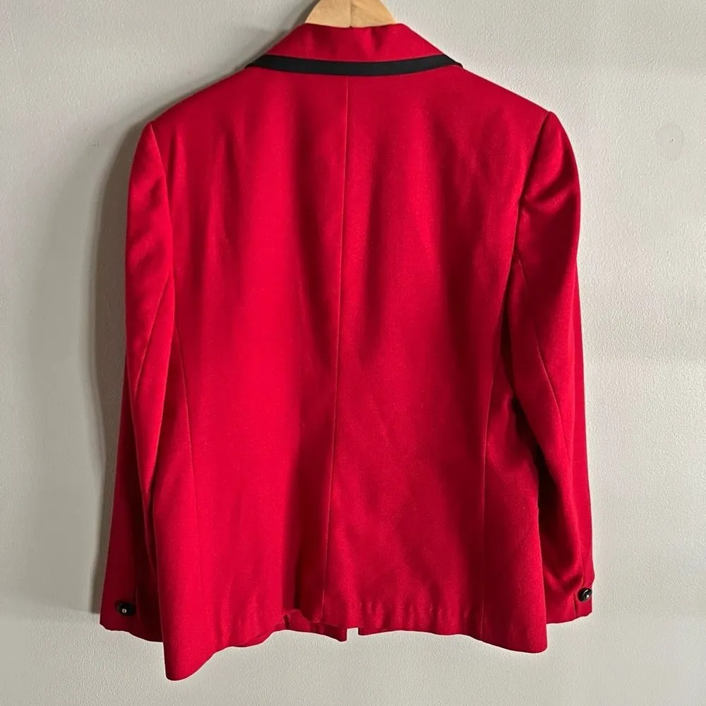 Vintage 90s Red Black Trim Blazer Wool Blend Koret Jacket Single Button Sz 12 - Image 8